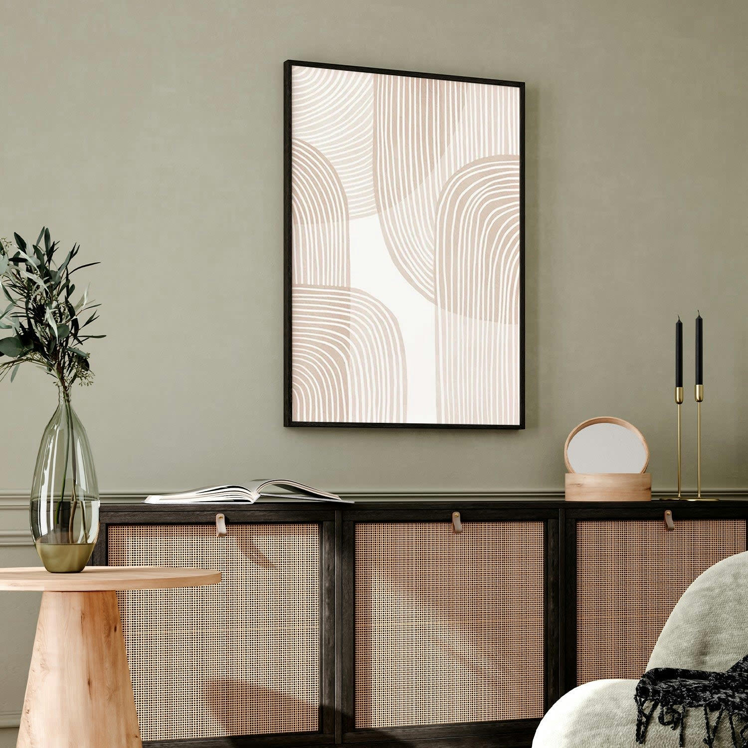 MINIMALISMO - Affiche avec cadre noir -  lignes minimalistes - 50x70