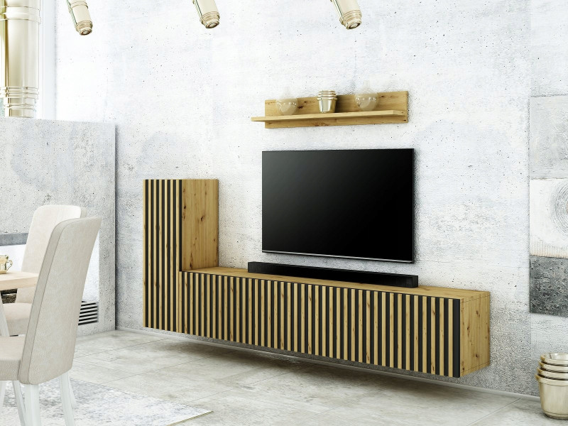 Mebloscianka Loft Z Lamelami Zestaw Trend-3 Dab Artisan