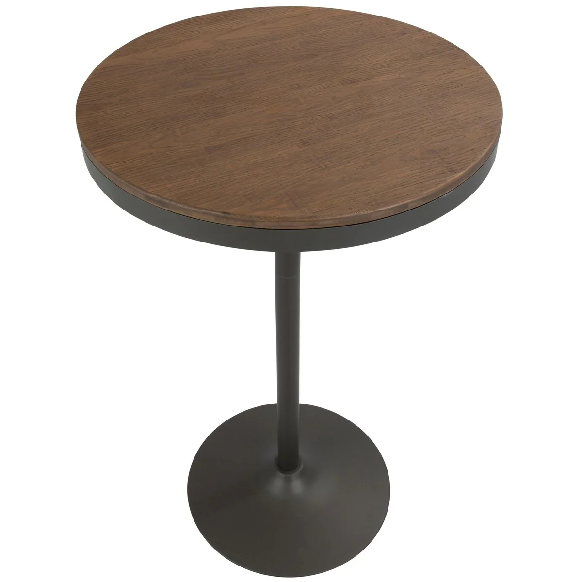 43 Bamboo Brown Gray Metal Round Dakota Industrial Adjustable Bar / Dinette Table