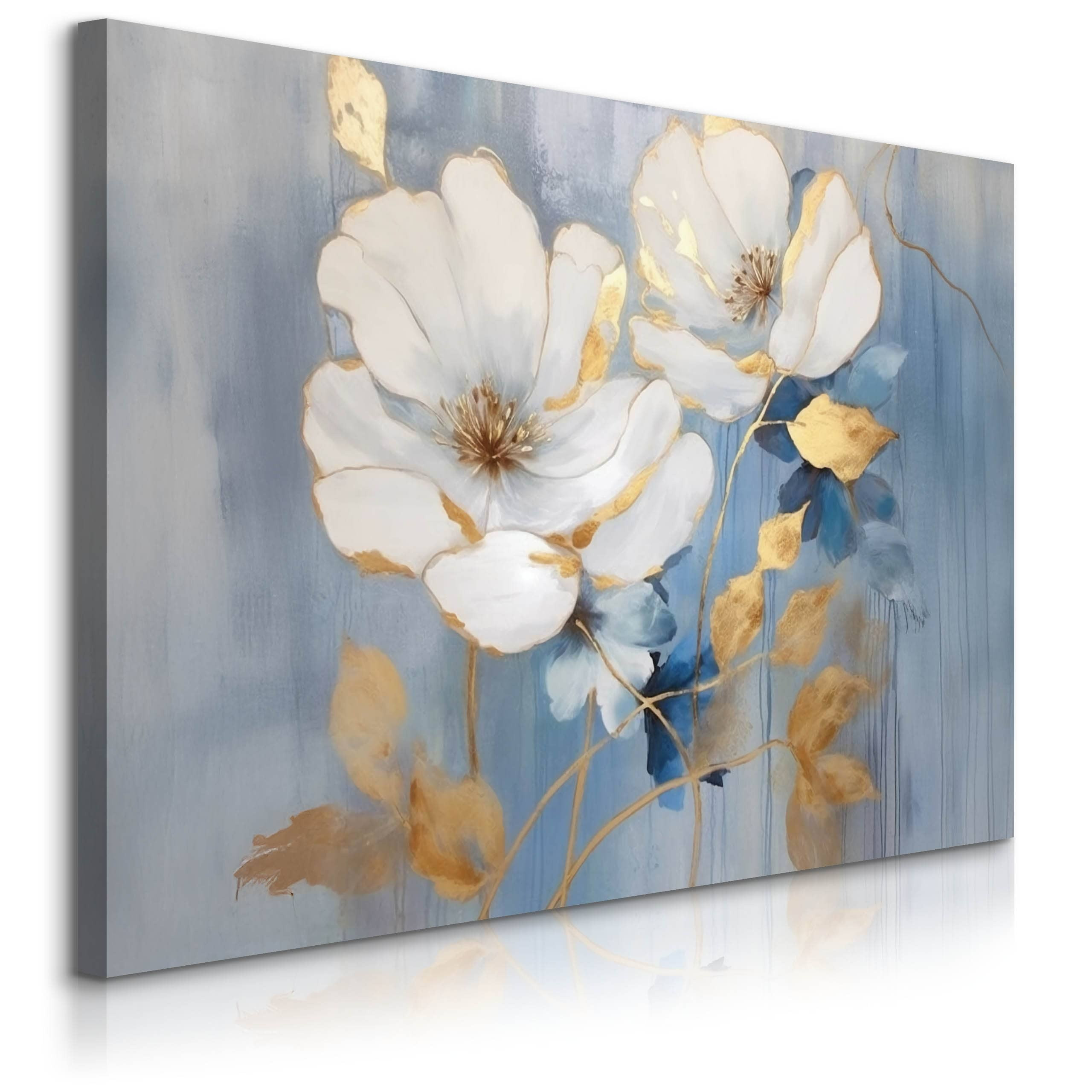 Obraz Białe Akwarelowe Kwiaty W Stylu Glamour 30x20cm