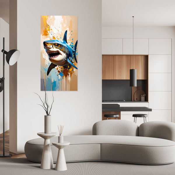 Plakat samoprzylepny do salonu Feeby Rekin Ryba Zwierzę morskie 40x80