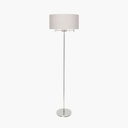Ruma Tall Silver 5 Light Metal Floor Lamp Art Deco Elegant Lighting Drum Shade