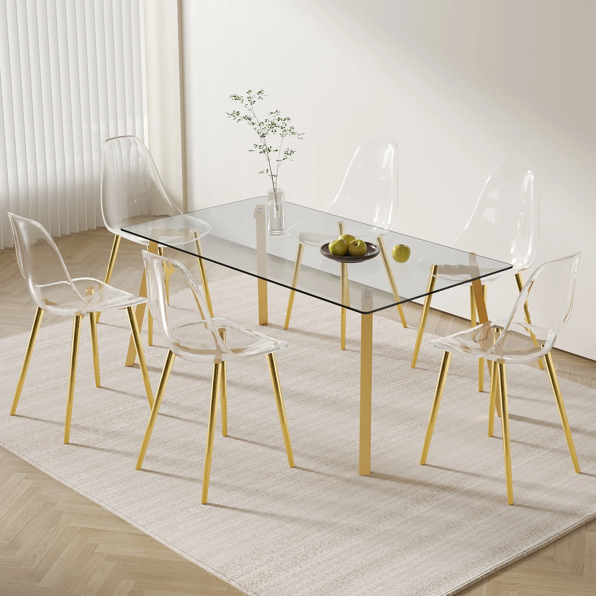 Modern Kitchen Transparency Dining Room Chairs Set of 6