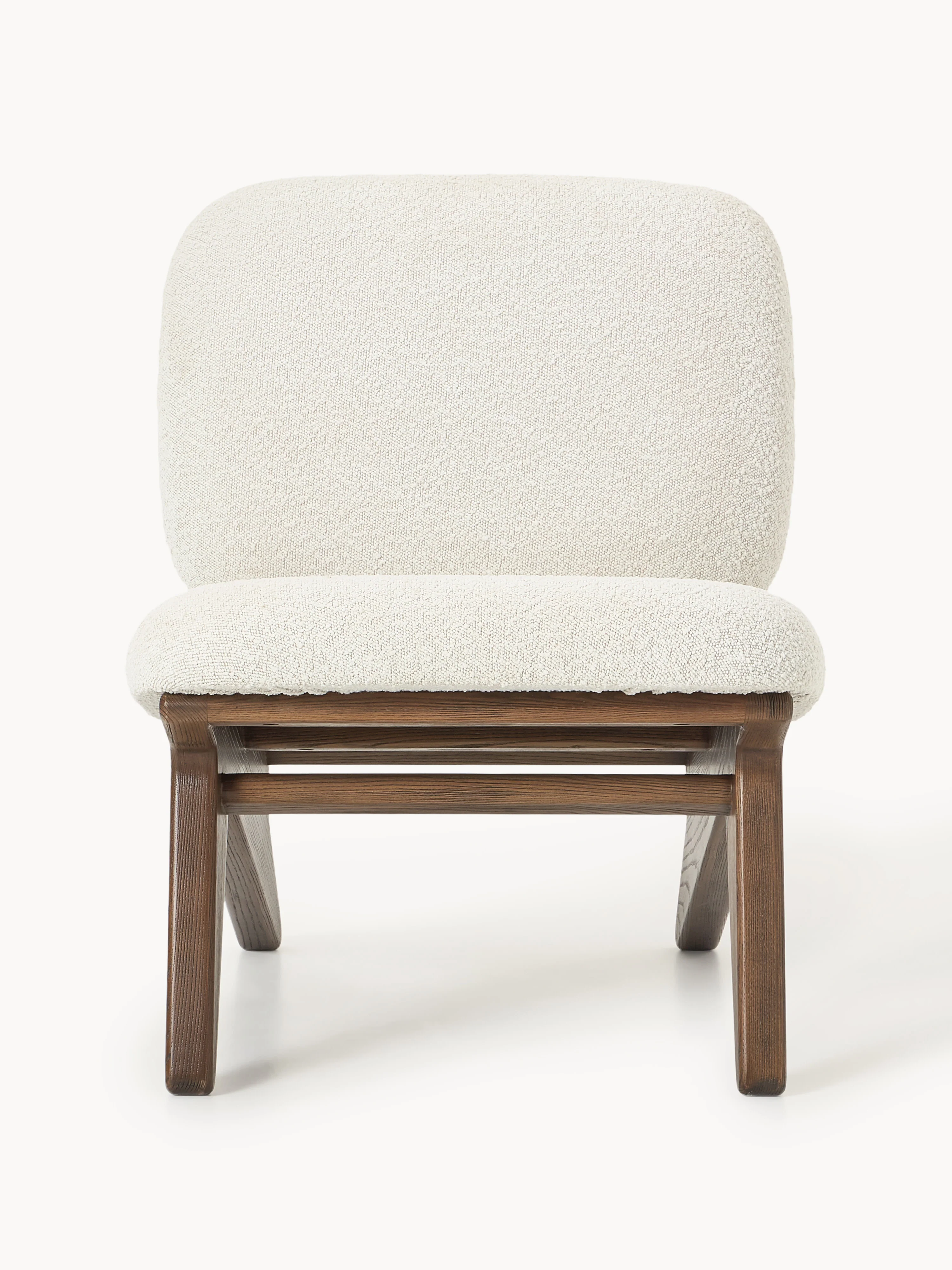 Bouclé-Loungesessel Shenay aus Eschenholz