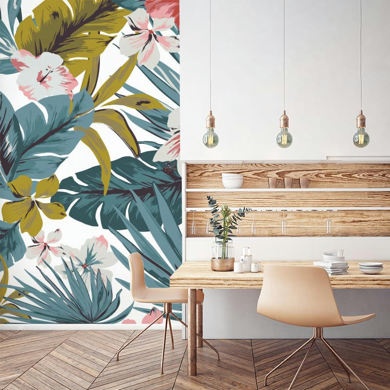 TROPISKVIT - Papier Peint Panoramique L144xH270cm Multicolore Feuillage