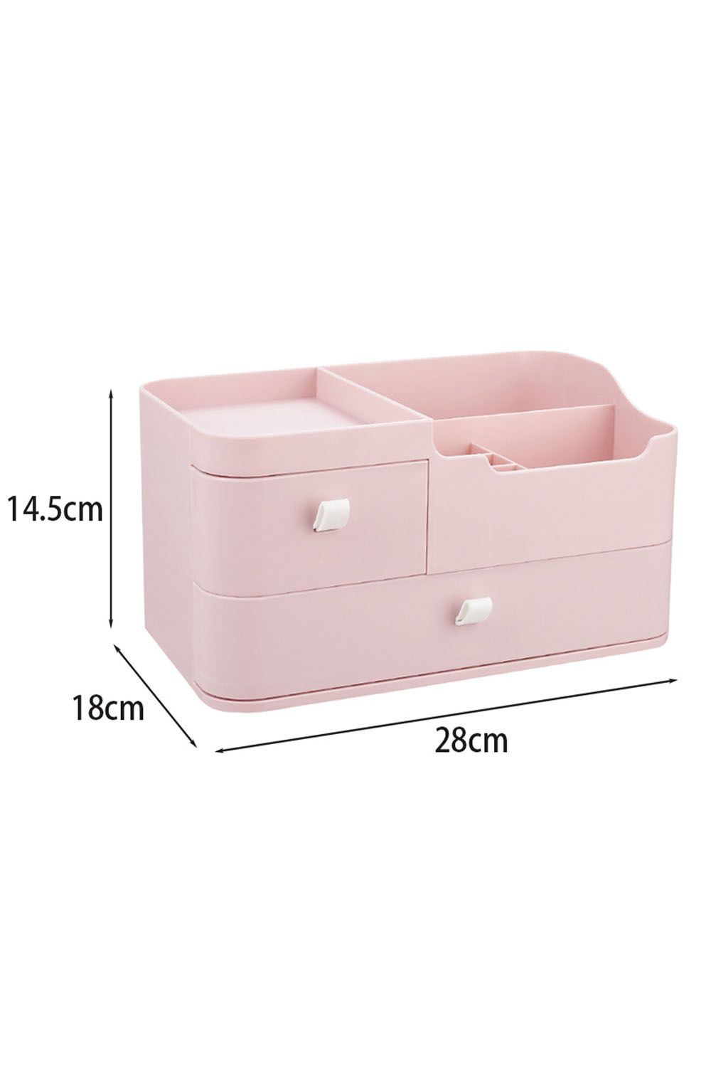 SHEONLY Plastic Makeup Organizer Storage Box Desktop with 2 Drawers