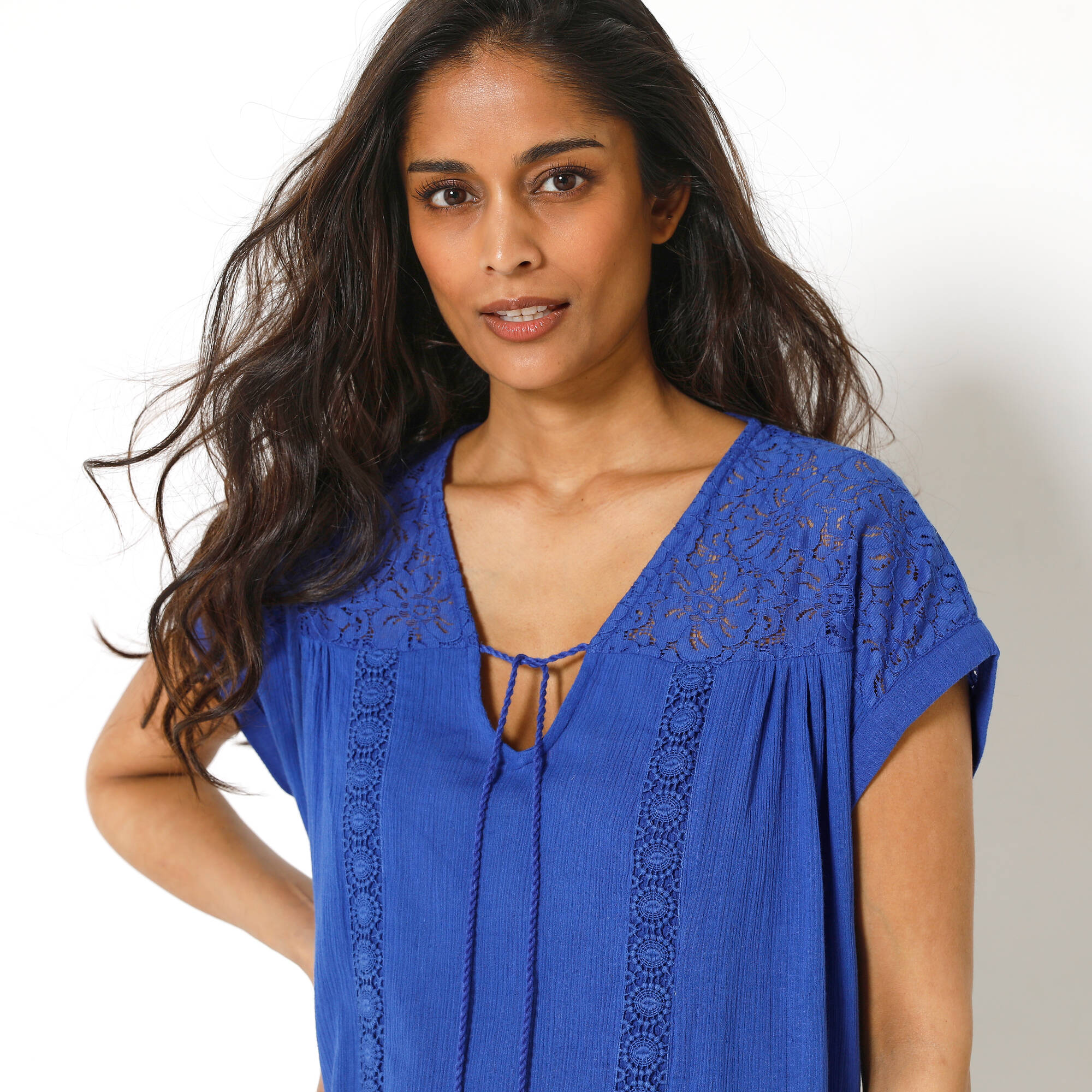 Robe macramé, crépon coton