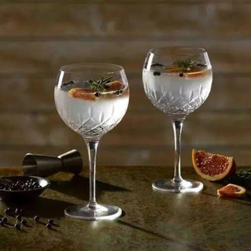 Royal Doulton R&D Collection Highclere Stemmed Crystal Balloon Glasses Set of 2