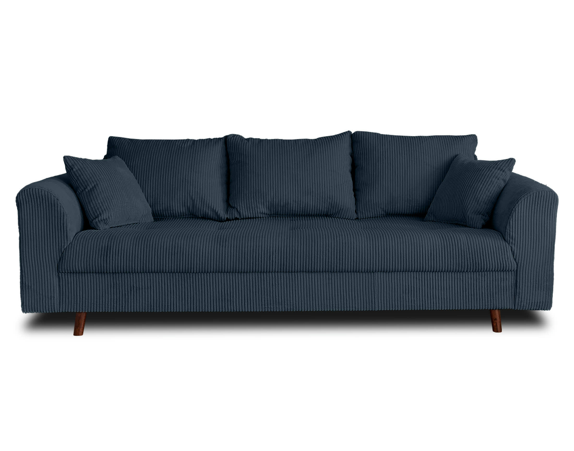 RUNE - Canapé droit 3 places en velours côtelé bleu nuit