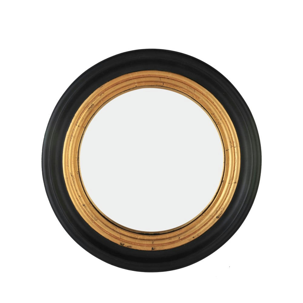 HOURY - Miroir rond en bois D51 cm noir / or