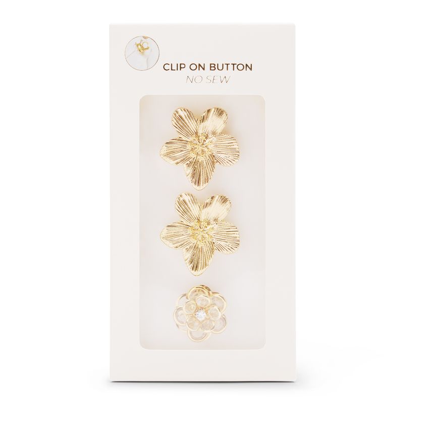 Manfield 3-Pack goudkleurige bloemen buttons