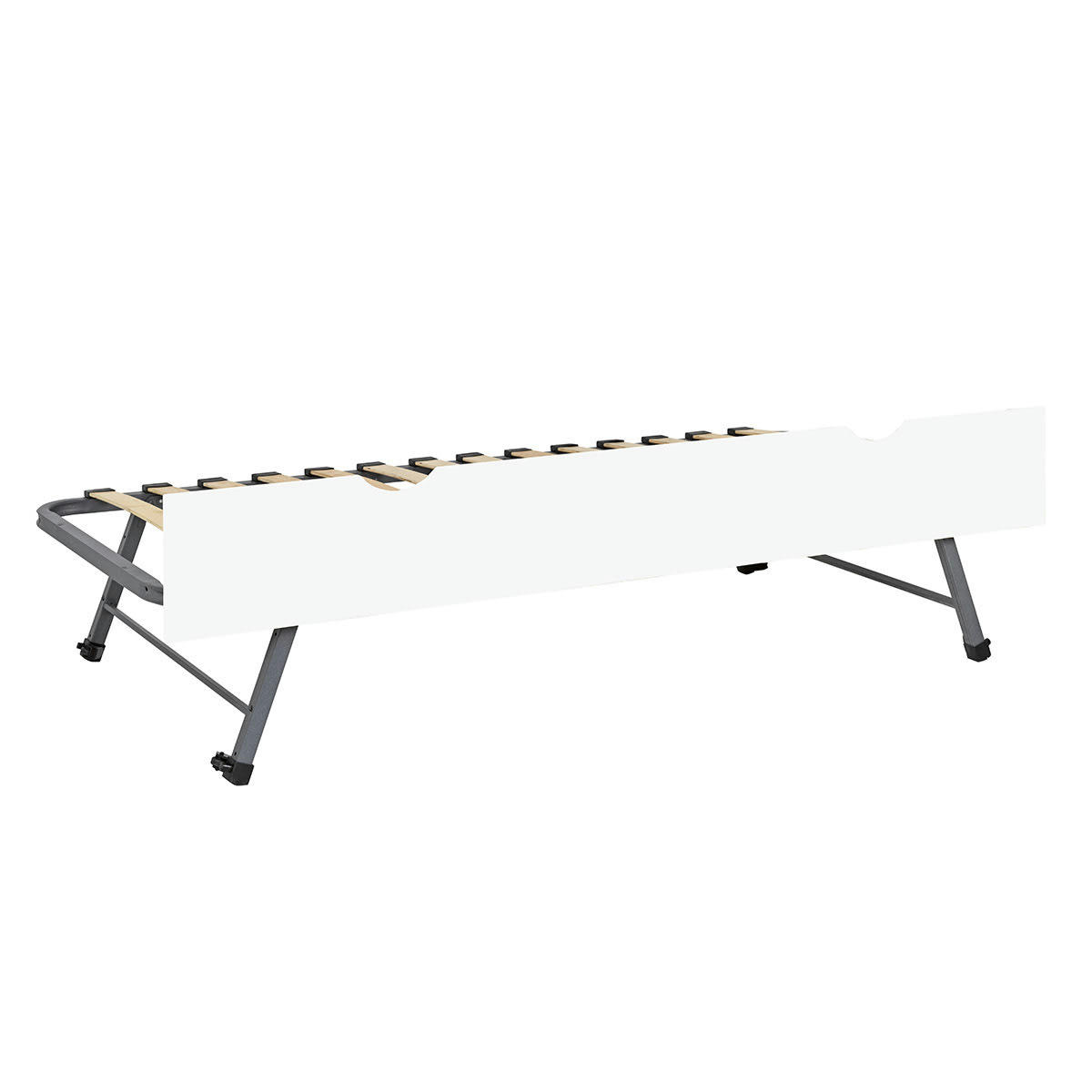 KALA - Ensemble sommier gigogne avec façade 90x200 cm effet bois blanc