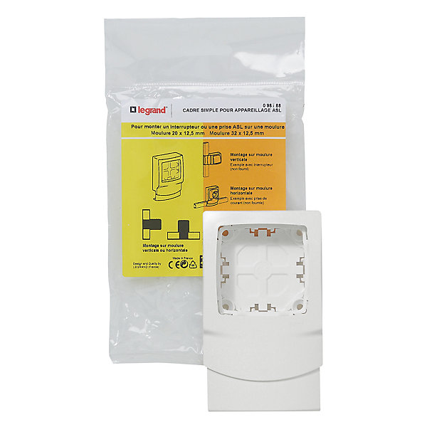 Cadre 1 poste 12,5 mm pour moulure Legrand