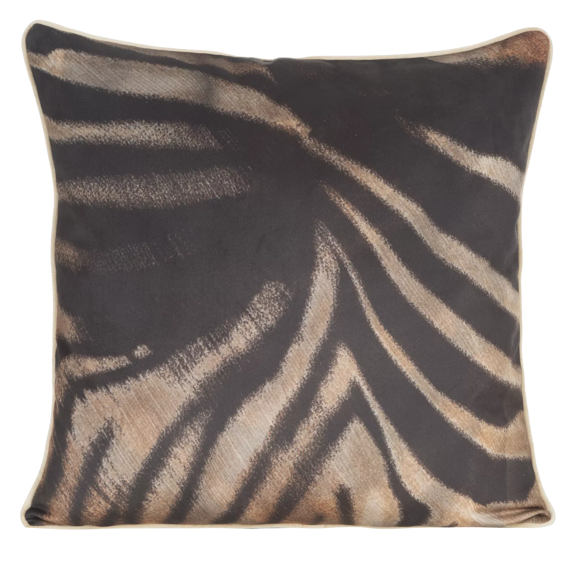Poszewka na poduszkę 60x60 cm welwetowa, czarno brązowa z designerskim nadrukiem i wypustką na brzegach Eva Minge