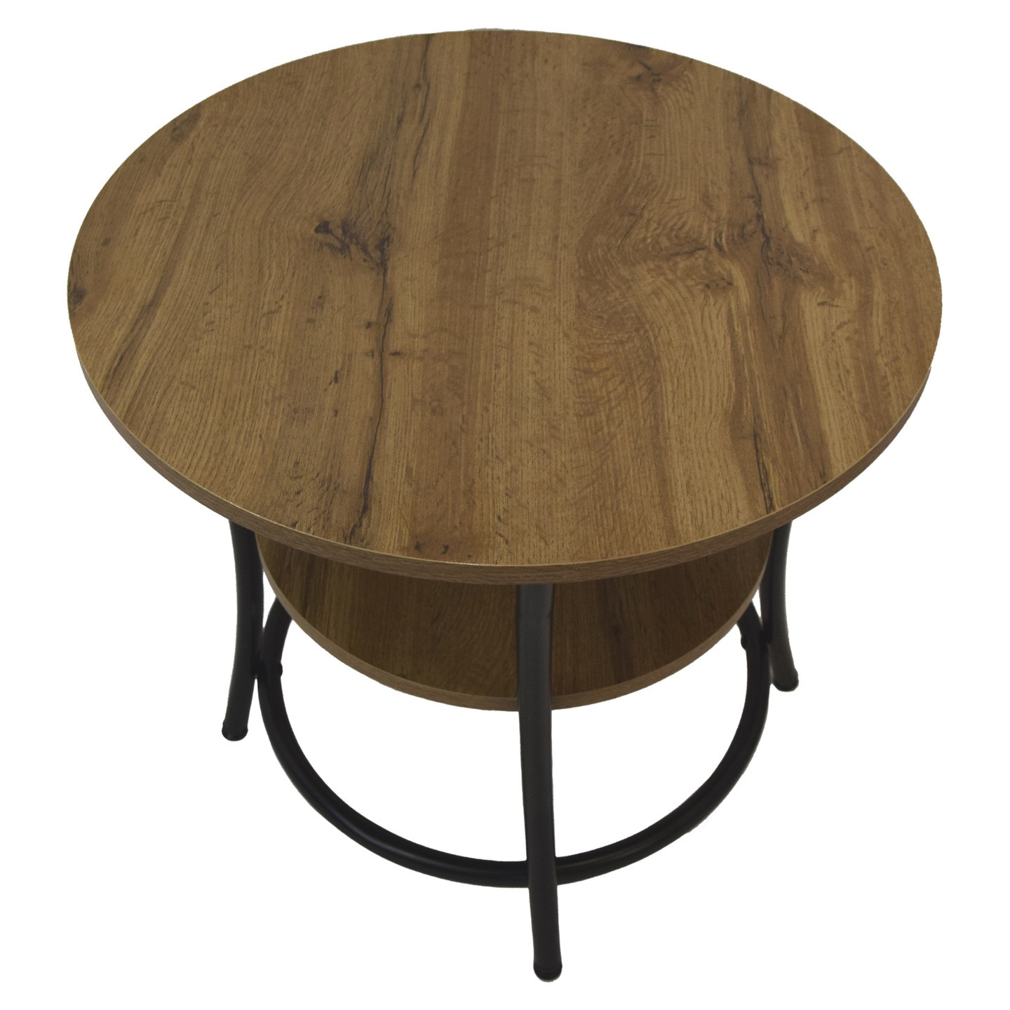 Stolik kawowy salonu okrągły fi56cm rustykalny industrialny loft SK100D dąb