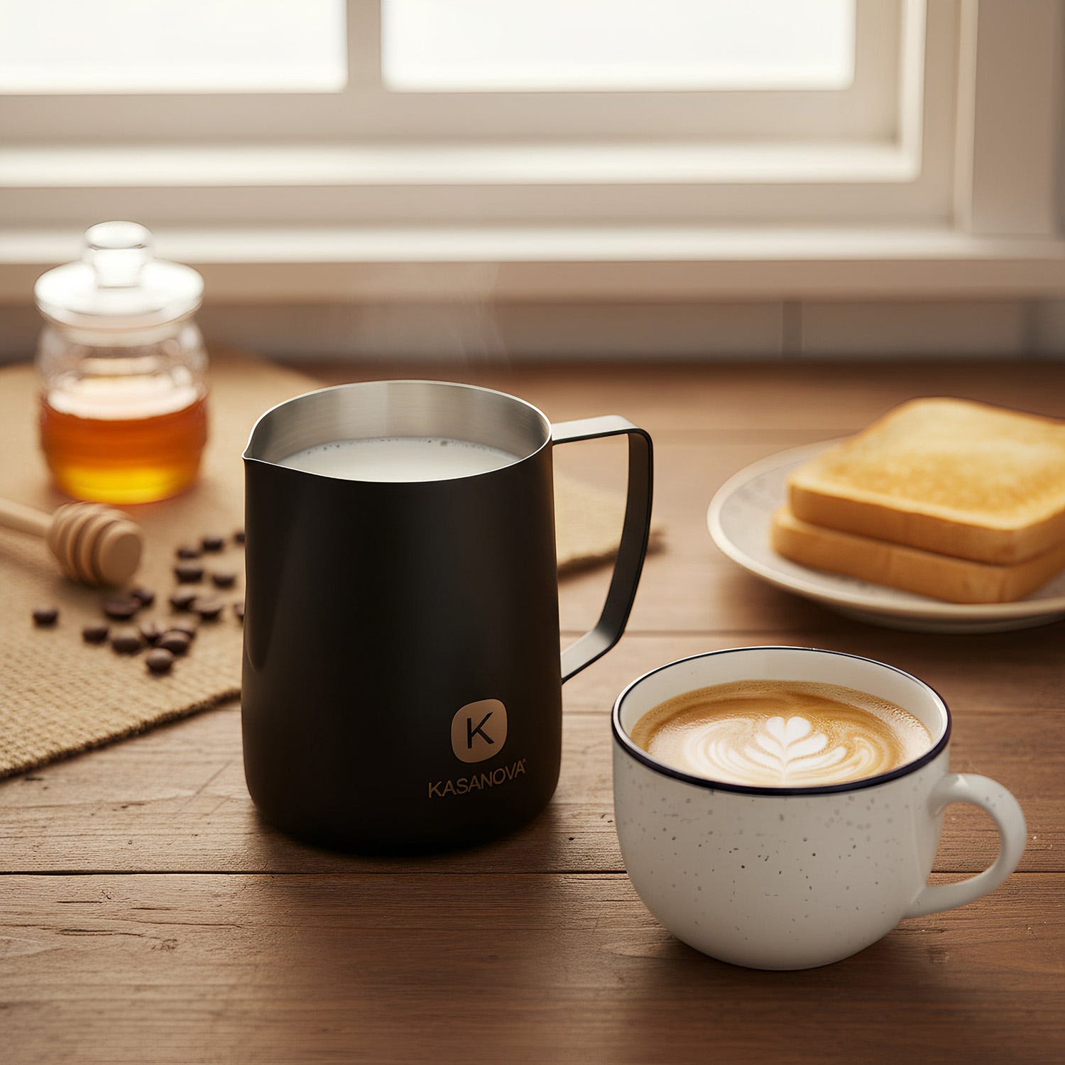 Bricco latte 350 ml acciaio inox nero