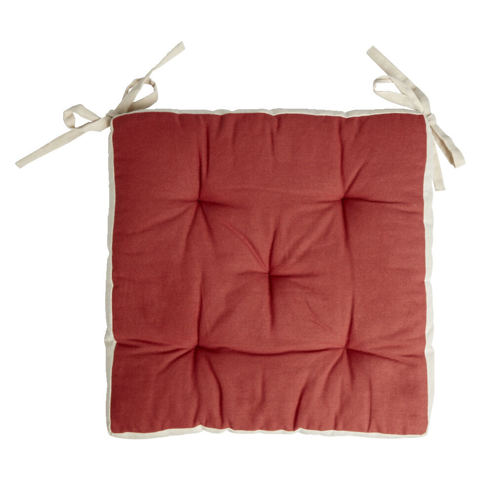 Galette de chaise matelassée en coton terracotta 40x40cm