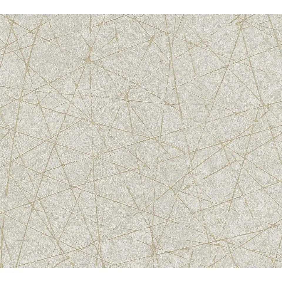 Livingwalls behang betonlook cr&egrave;me, grijs en goud - 53 cm x 10.05 m