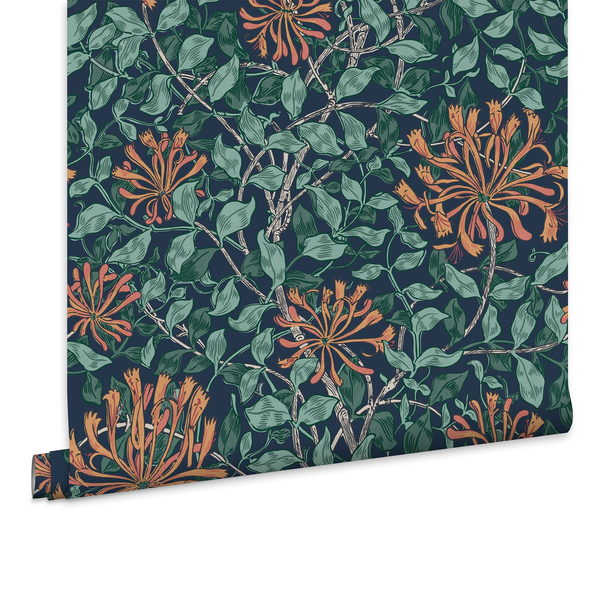 William Morris at Home Vliesbehang - Honeysuckle Tidewater Blue - 1000x52
