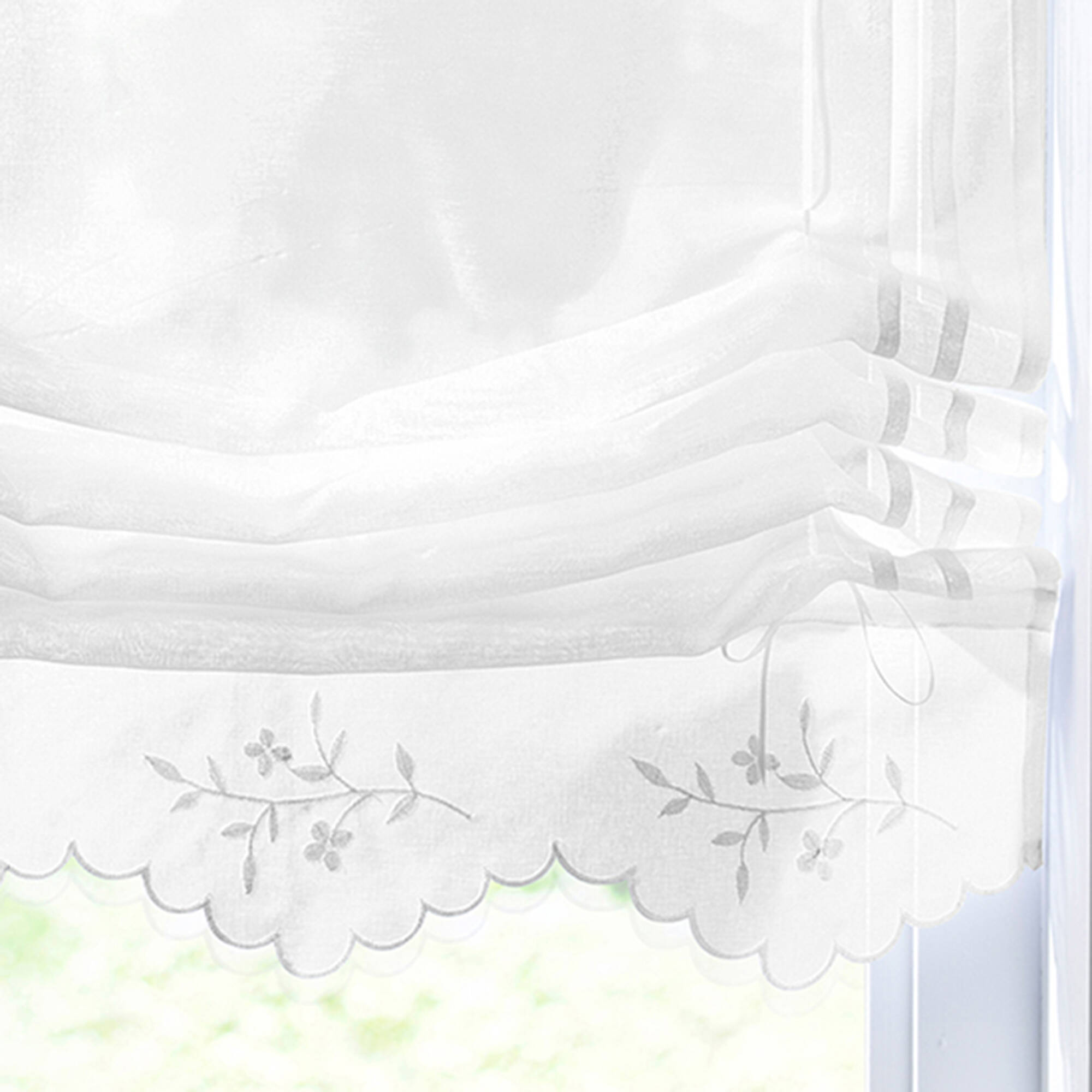 Vitrage macramé brodé finition passe-tringle