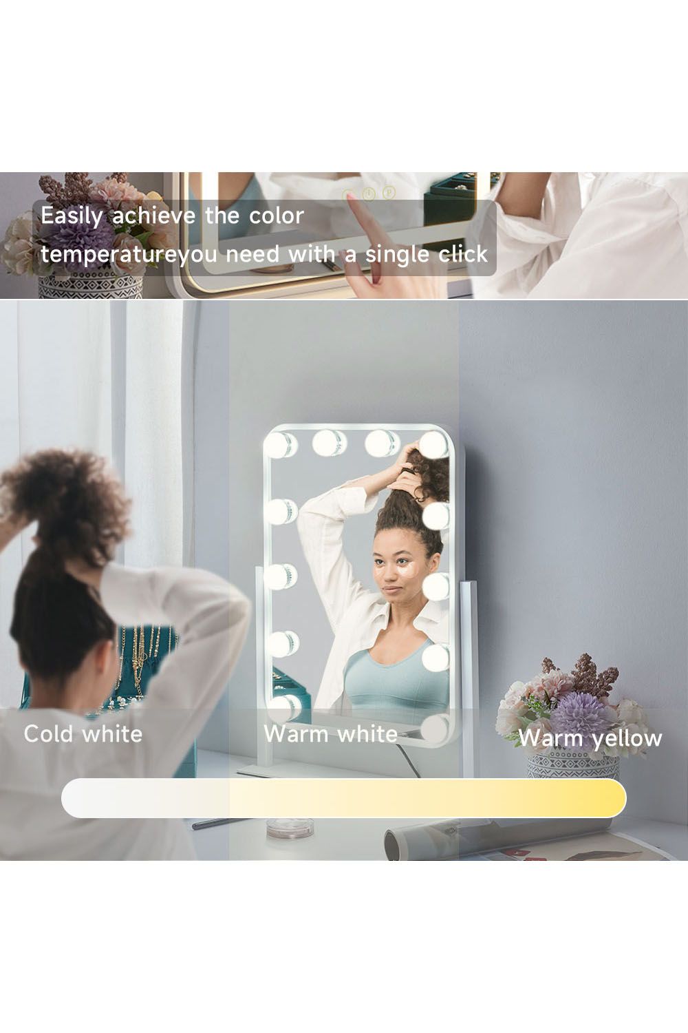 H&O Direct Hollywood's Gorgeous Led Light Cosmetic Mirror Can Adjust Three Colors of Light.