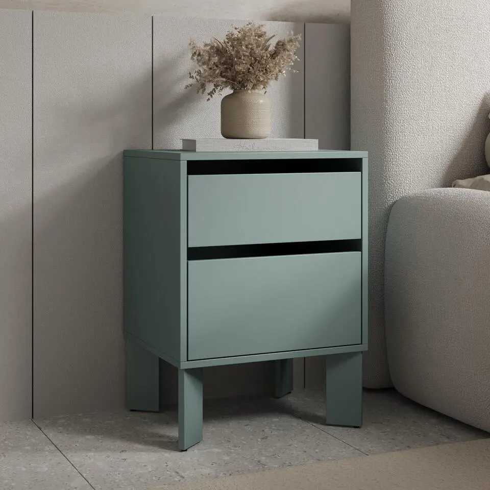 Meubella - Tivaro - Nachtkastje - Groen - 48x41x67 cm