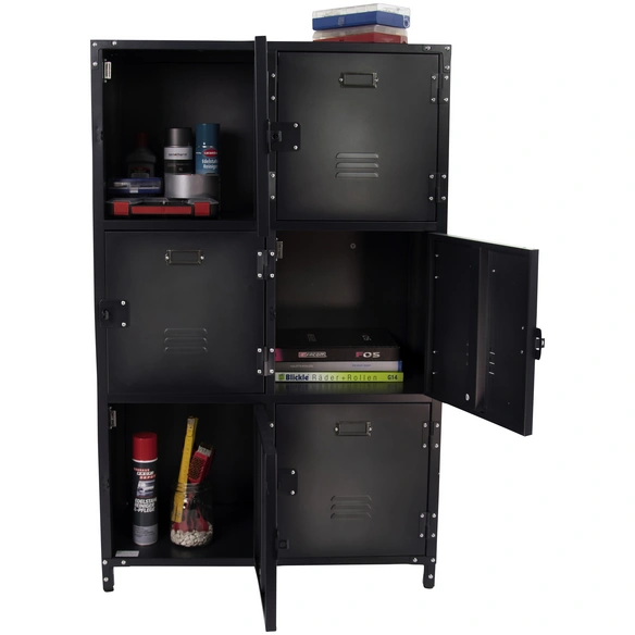 Metallschrank, BxHxT: 75 x 120 x 35 cm, Stahl, schwarz