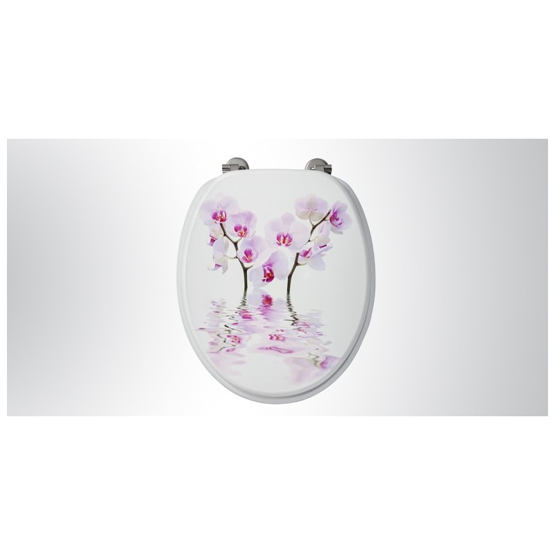 Abattant de toilette Orchidées décor en mdf ALLIBERT
