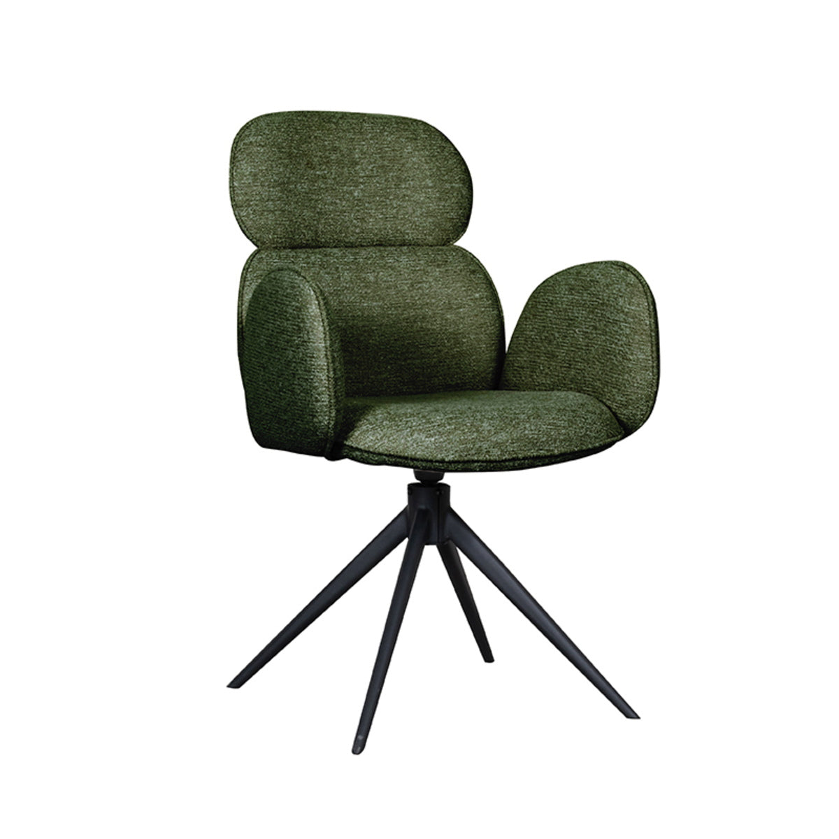 LABEL51 Eetkamerstoel Vidar - Groen Bouclé - Draaibaar - Set van 2