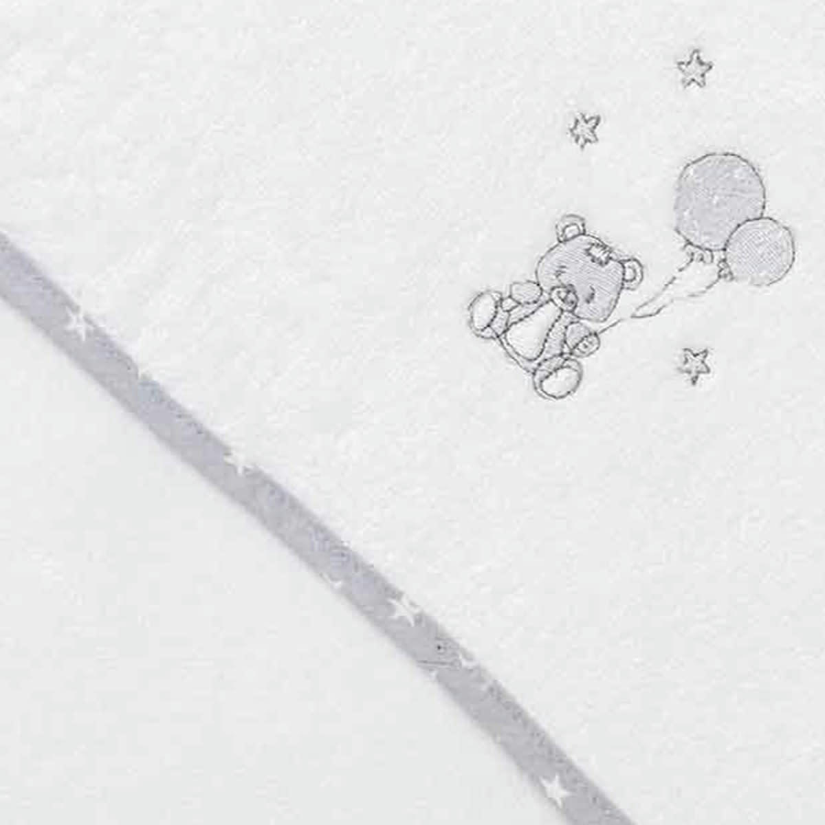 BABY SOFT OURS - Cape de bain bébé en coton peigné zéro twist  blanc 75x75 cm