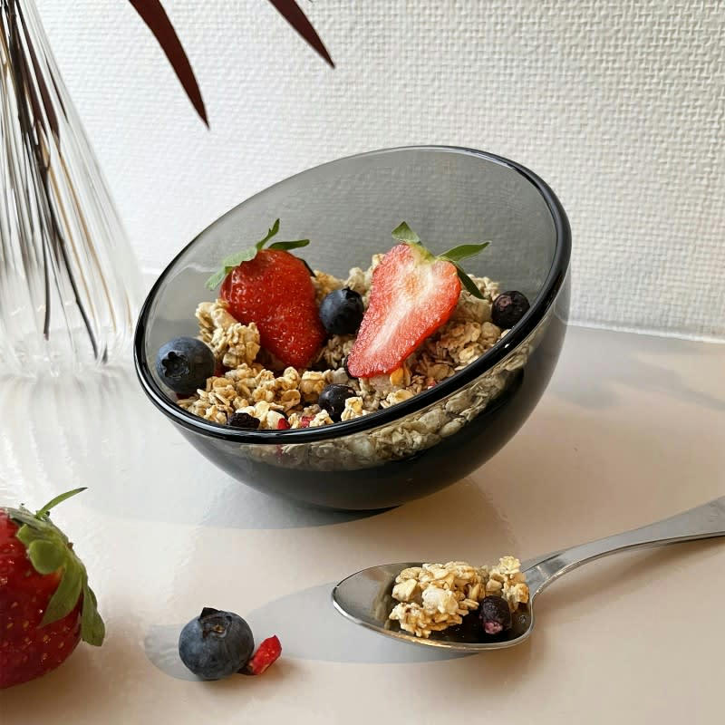 LOT DE 6 COUPES DESSERT 13CL, BUBBLE - Coupe basse  en verre anthracite - lot de 6