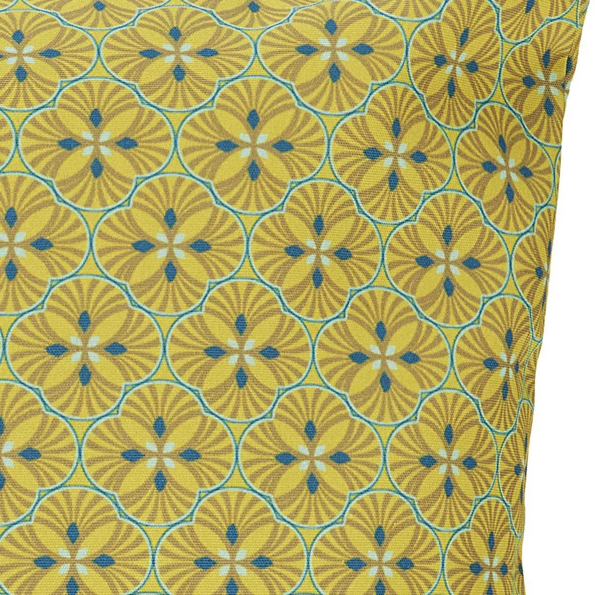 LOTUS - Housse de coussin extérieur graphique jaune 45x45cm