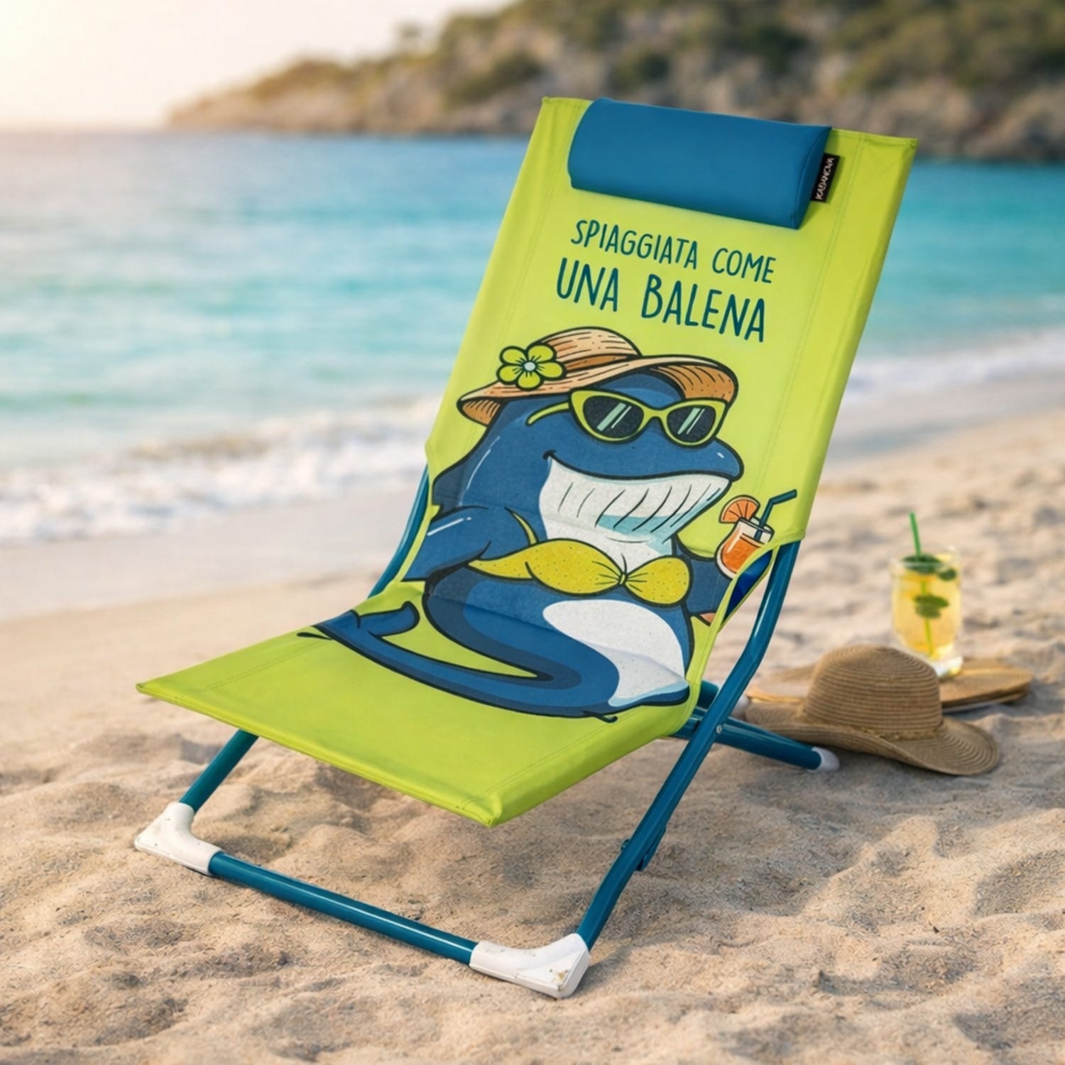 Spiaggina sedia pieghevole Balena con poggiatesta