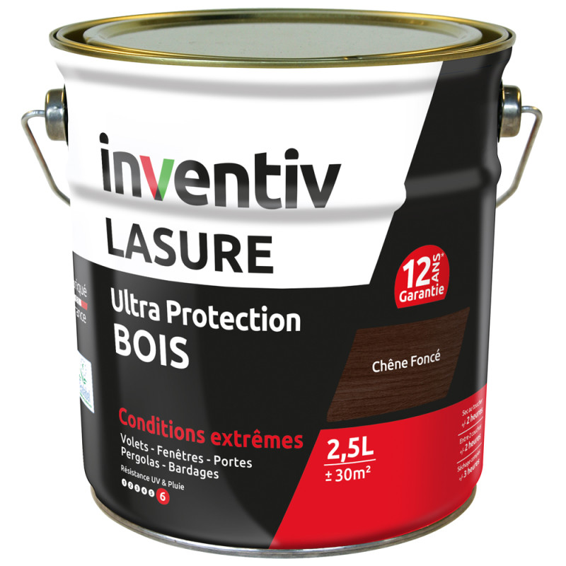 Lasure pour bois Ultra Protection chêne foncé 2,5 L INVENTIV