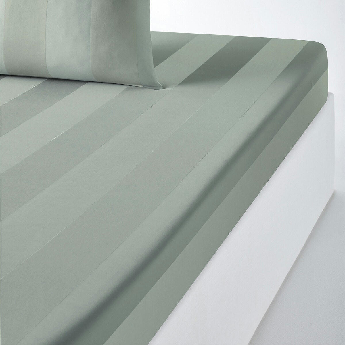 Drap housse satin de coton larges rayures