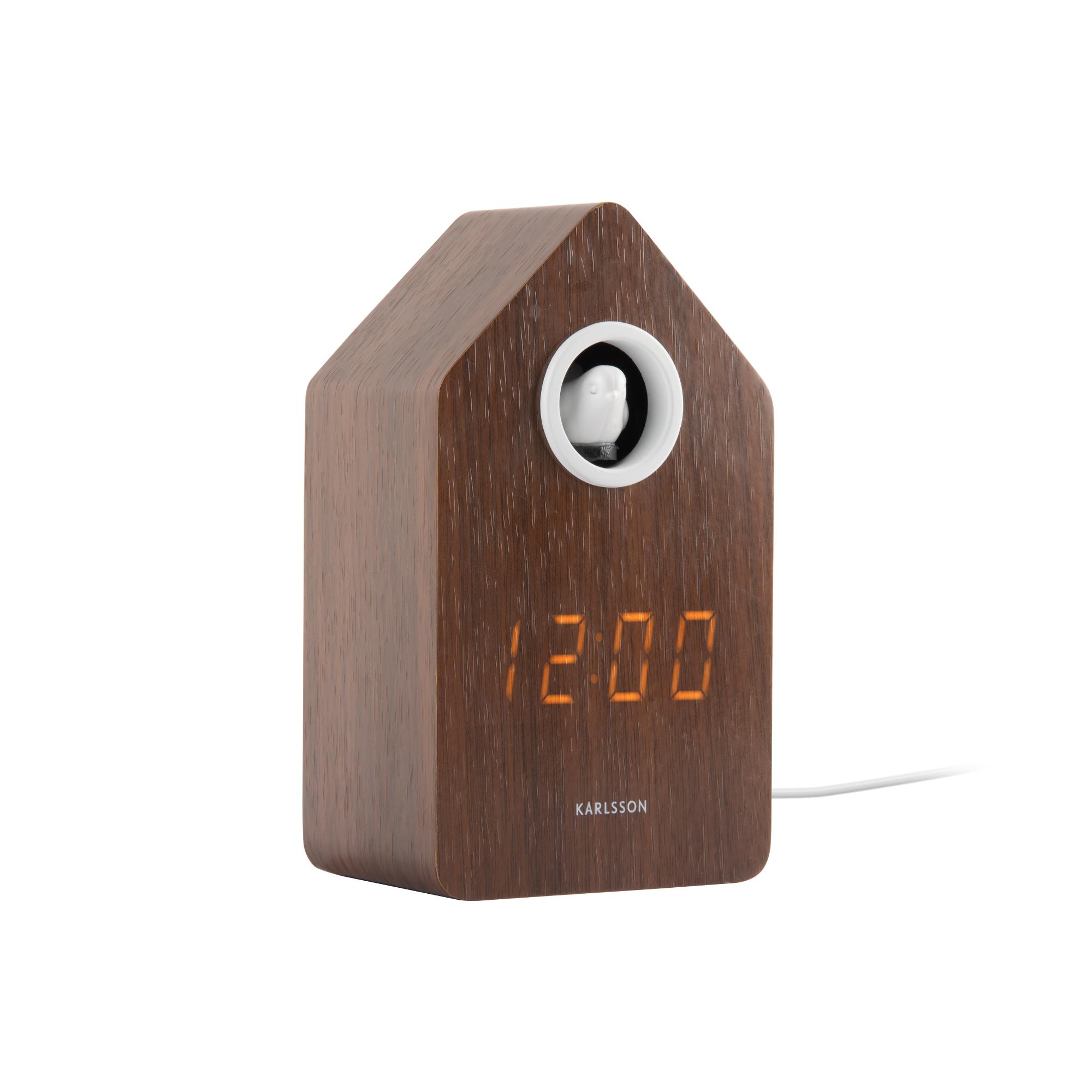 Karlsson wekker Cuckoo LED - bruin - 6x9x15.3cm
