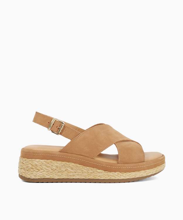 Kiya Camel - Raffia Flatform Sandals