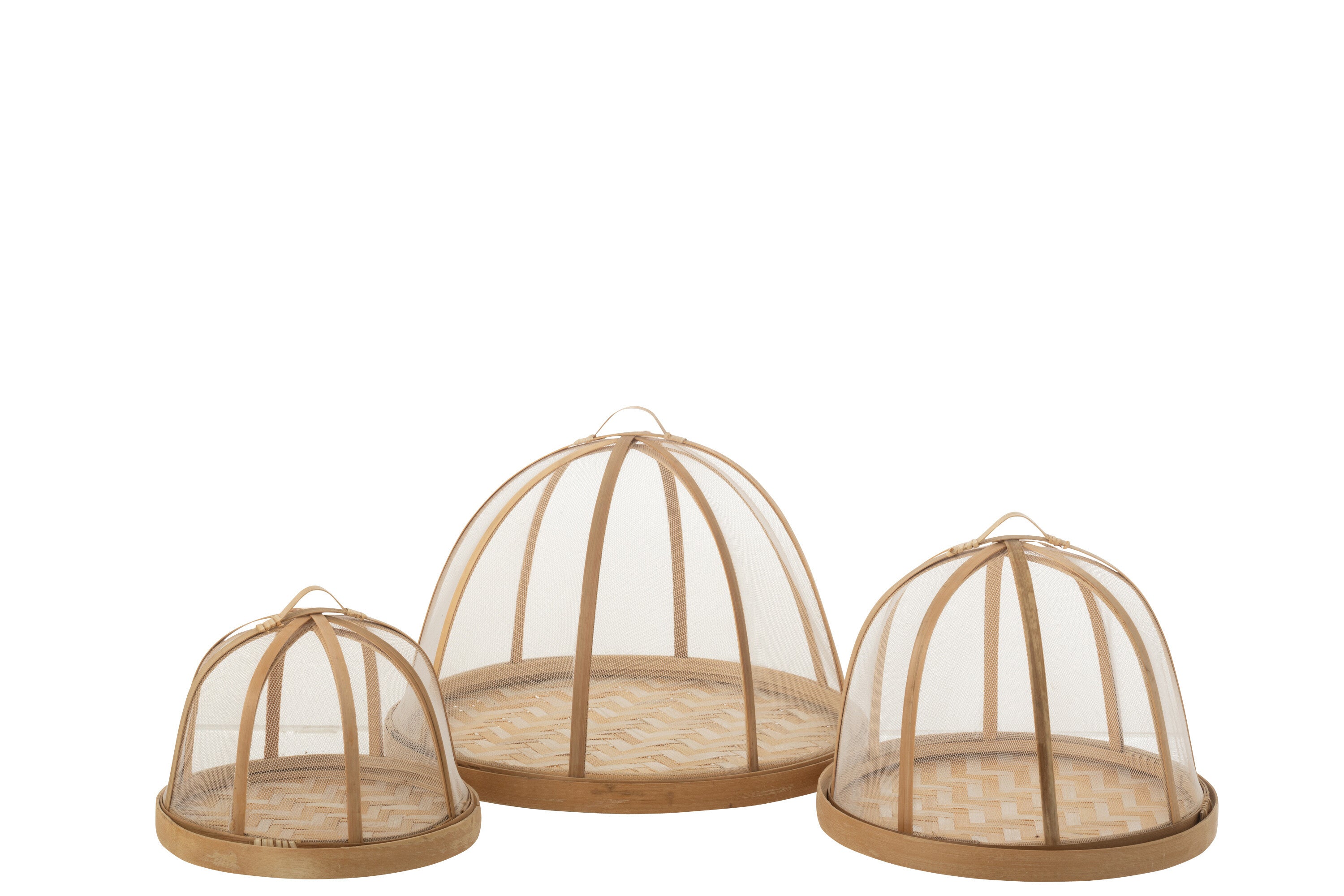 J-Line plateau + stolp - bamboe - naturel wit - set van 3