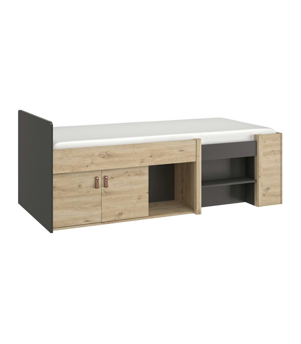 GAVIN - Lit compact effet bois 90 x 200 cm