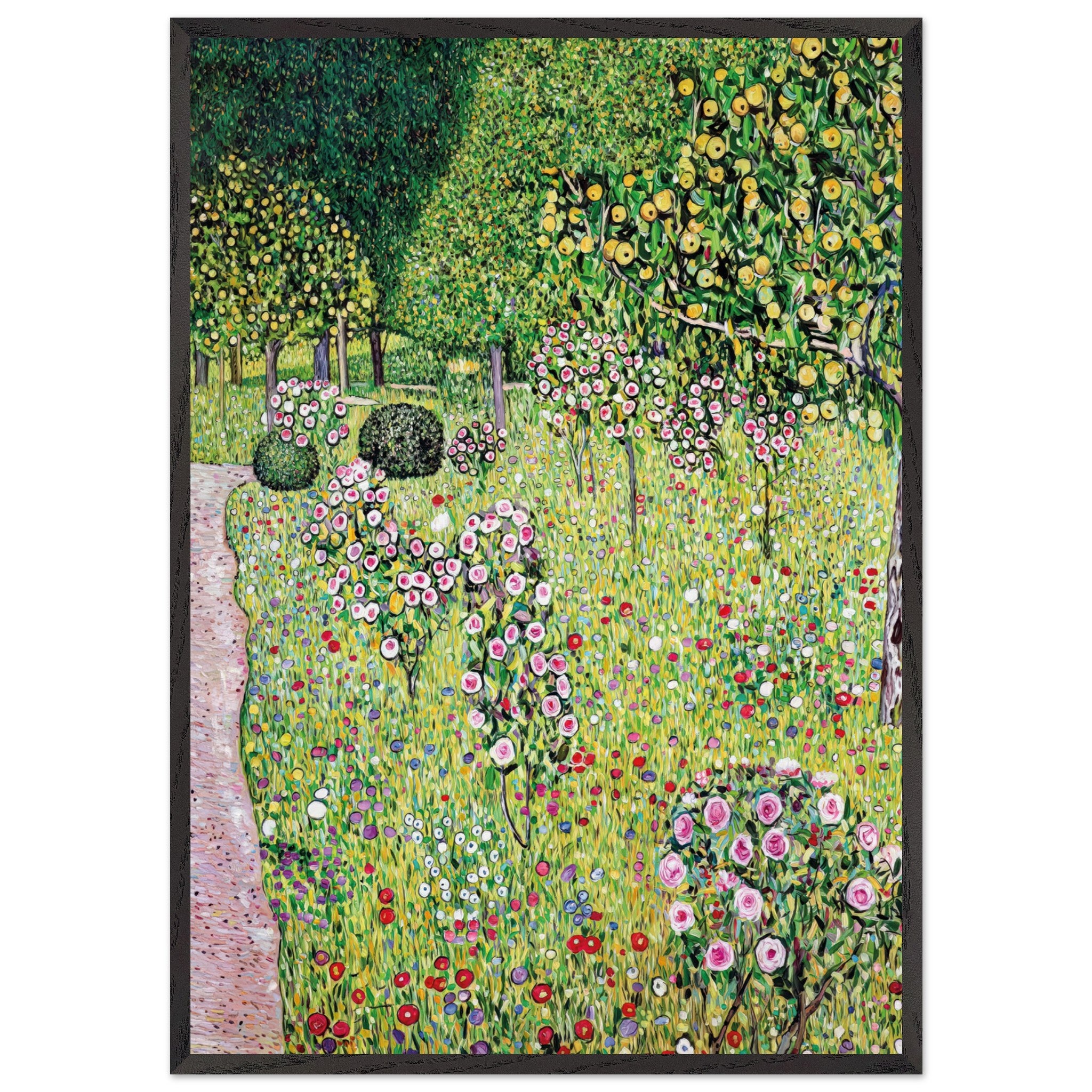 Artfulprints Poster met Lijst Gustav Klimt - Orchard with roses  - 70x100 cm - Groen