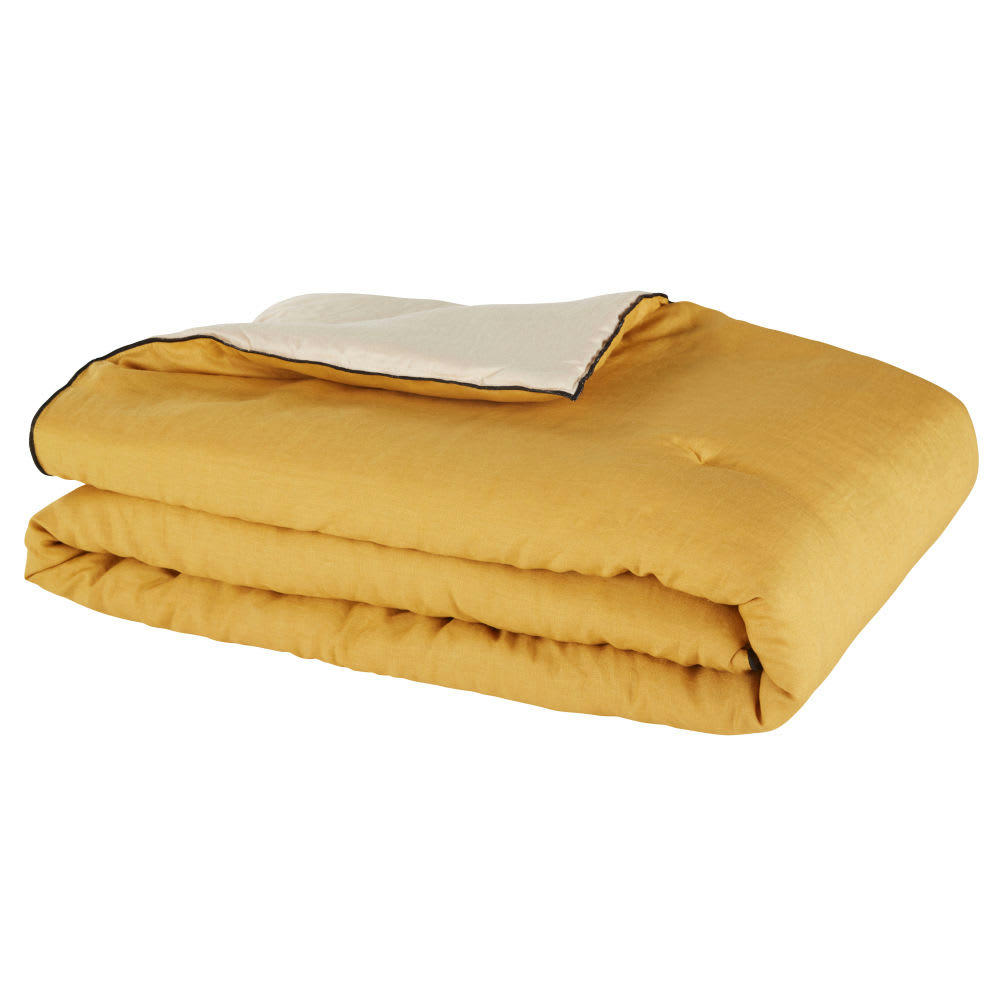 - Boutis en lin lavé ocre 100x200