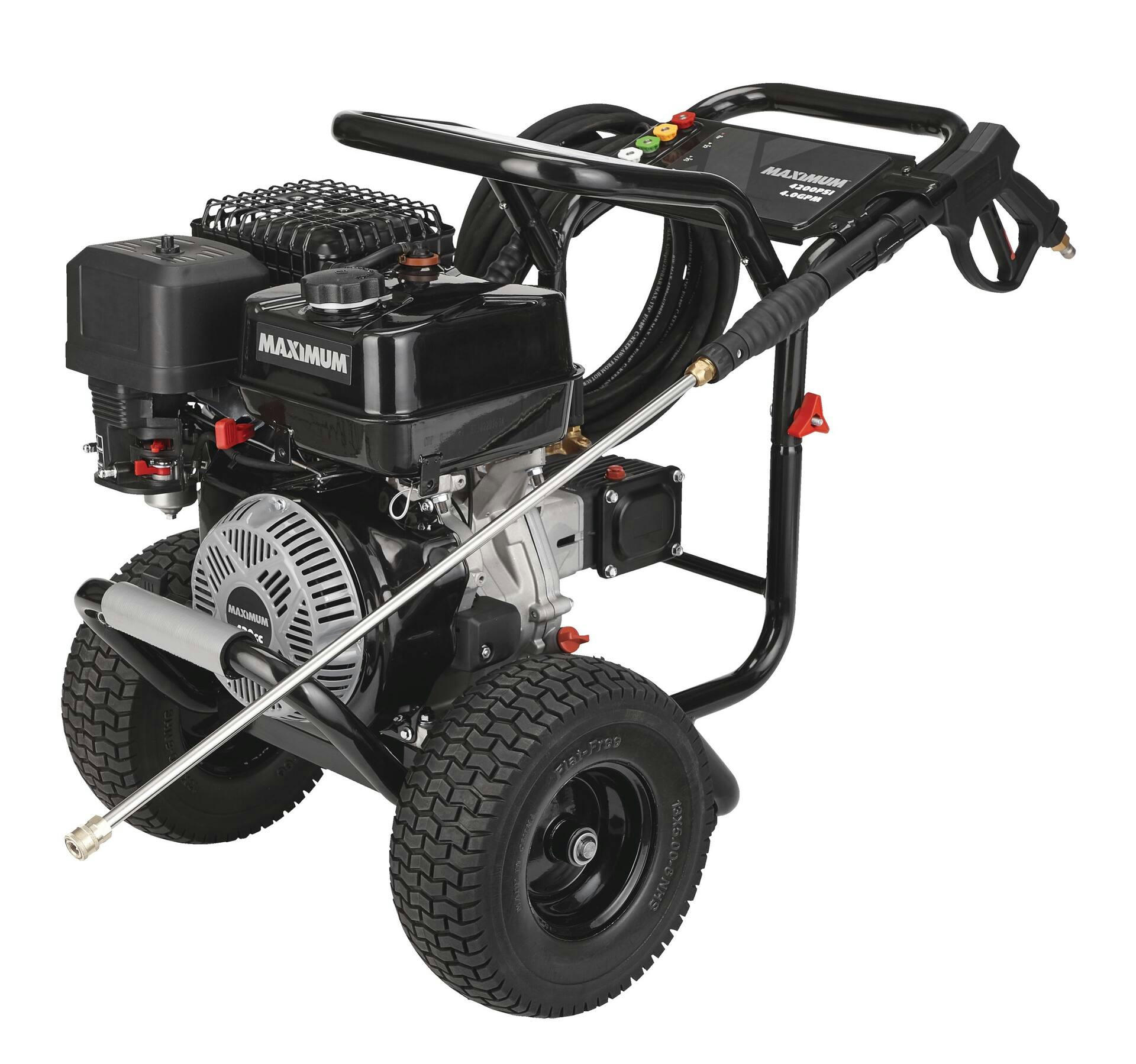Maximum 4200 PSI 4.0 GPM 420cc Engine Cold Water Wheeled Gas Pressure Washer