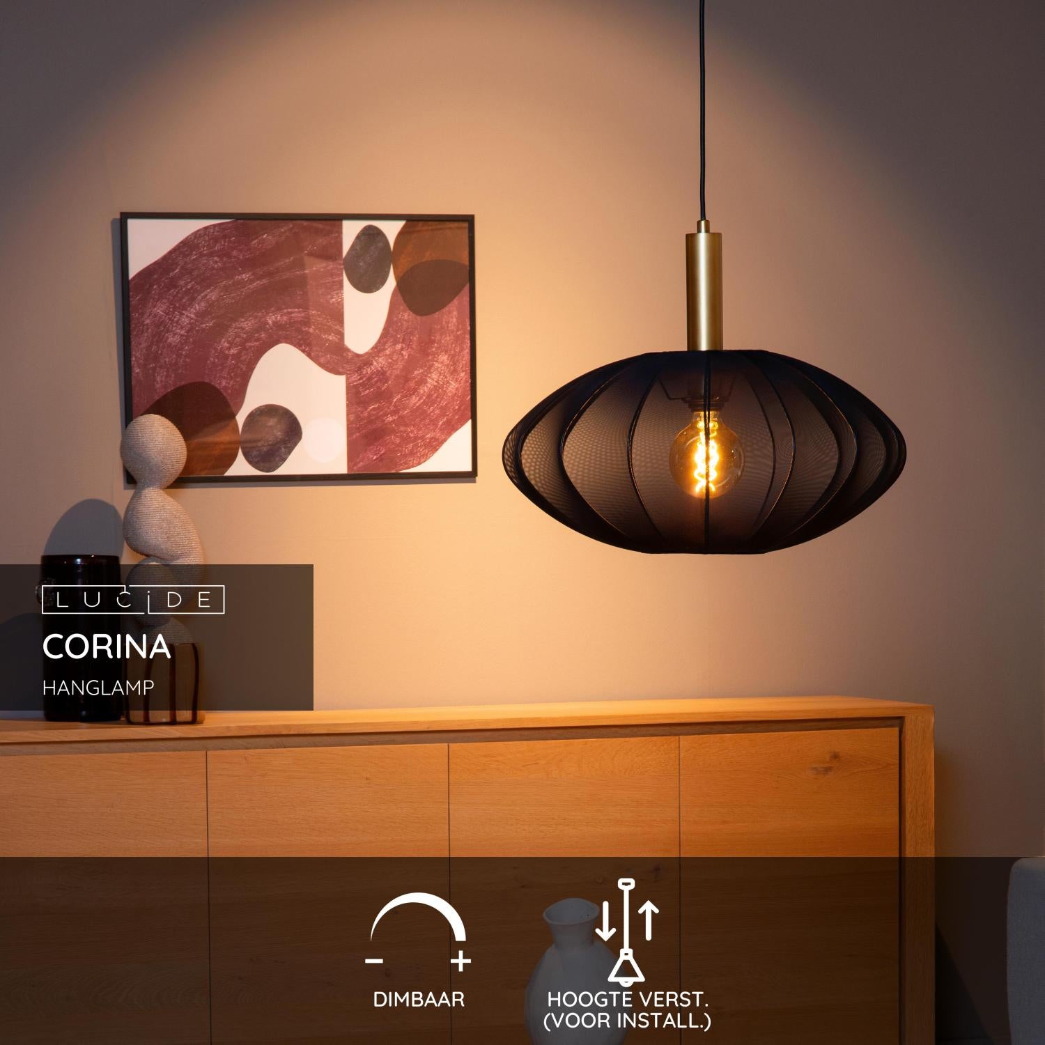 Lucide CORINA Hanglamp - Zwart