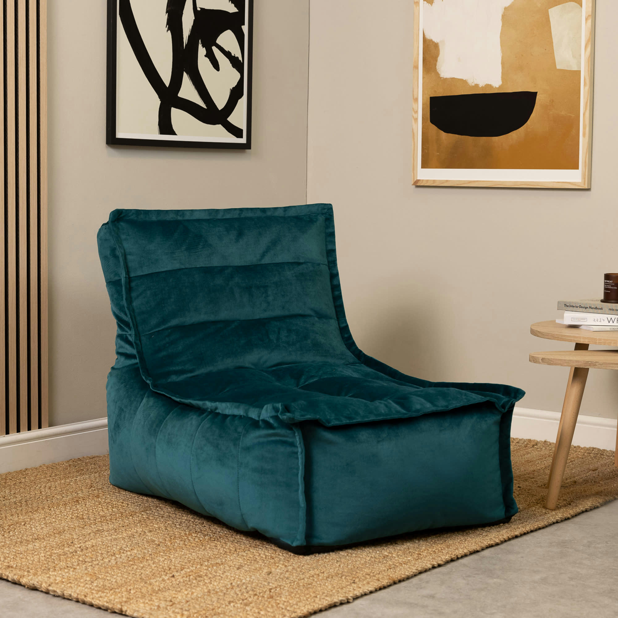 DOLCE - Pouf velours bleu canard
