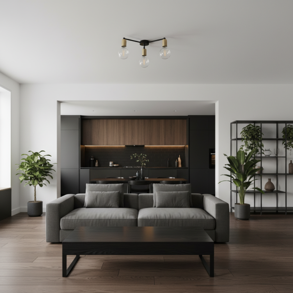 Lampa sufitowa EDYLIT czarna loft 3xE27 VITO NEGRO 11-812