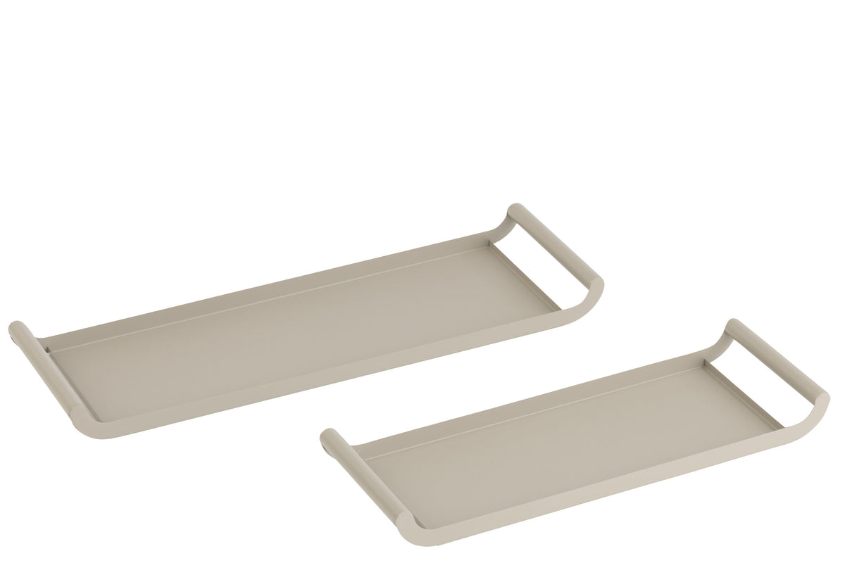 J-Line plateau Rechthoek - metaal/polyresin - 2 stuks