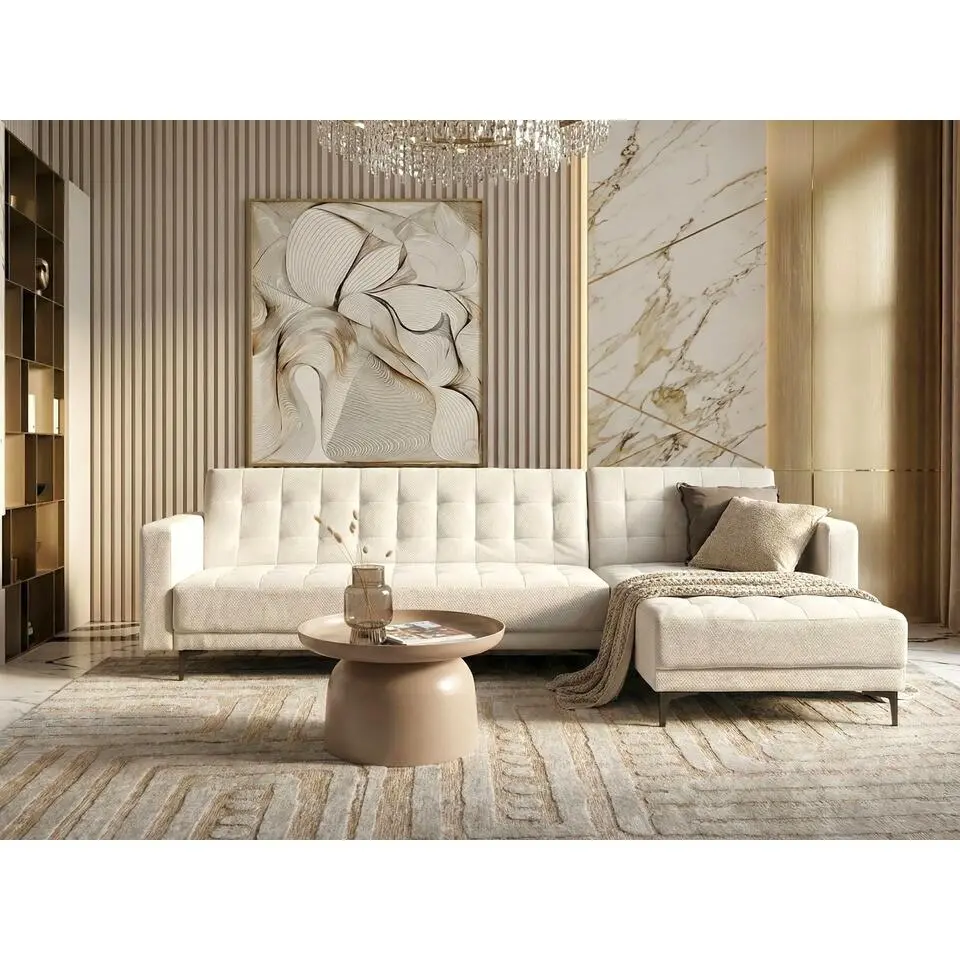 ABERDEEN - Hoekbank - Off-white - Linkszijdig - Stof