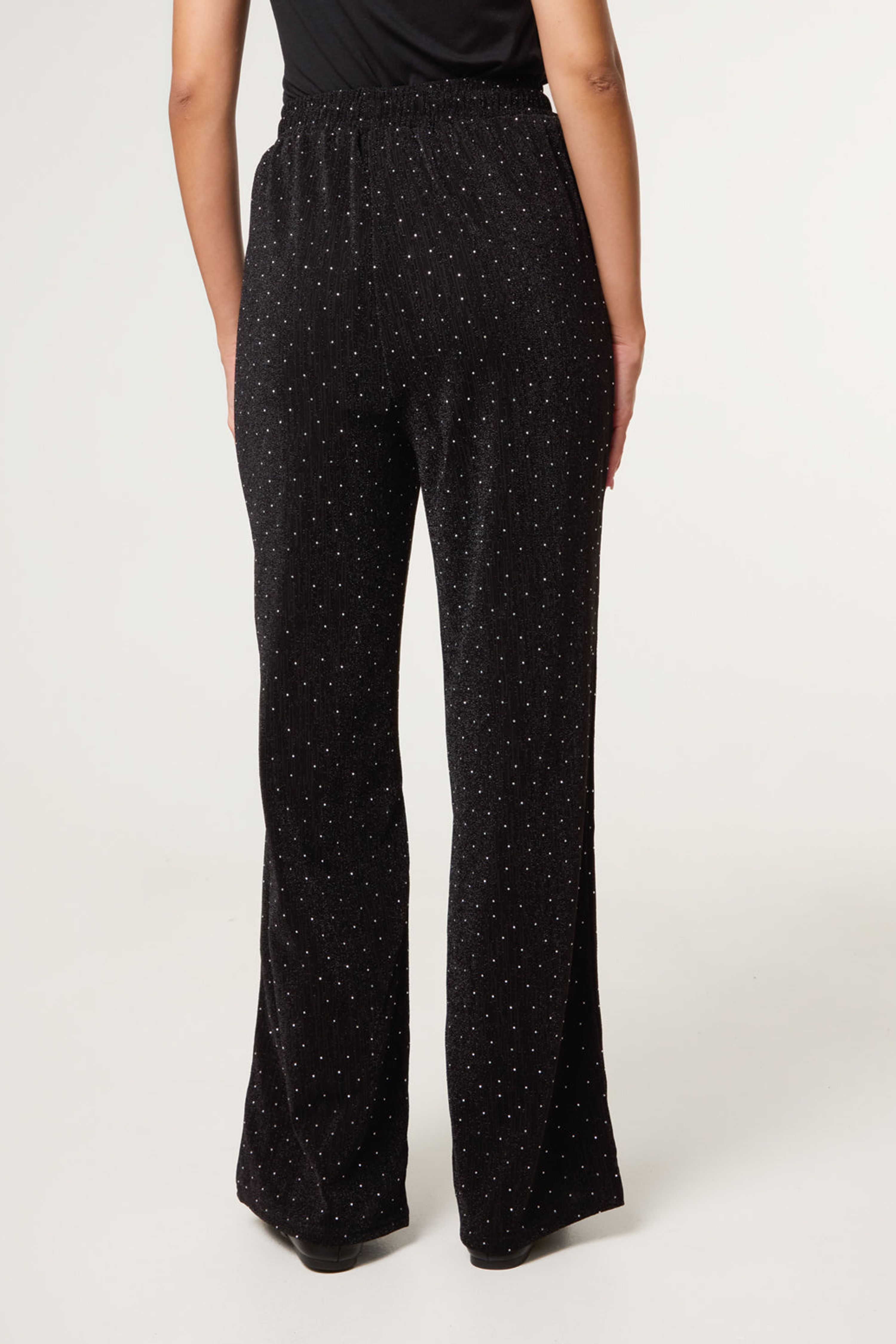 Blue Vanilla Black Rhinestone Detailed Trousers