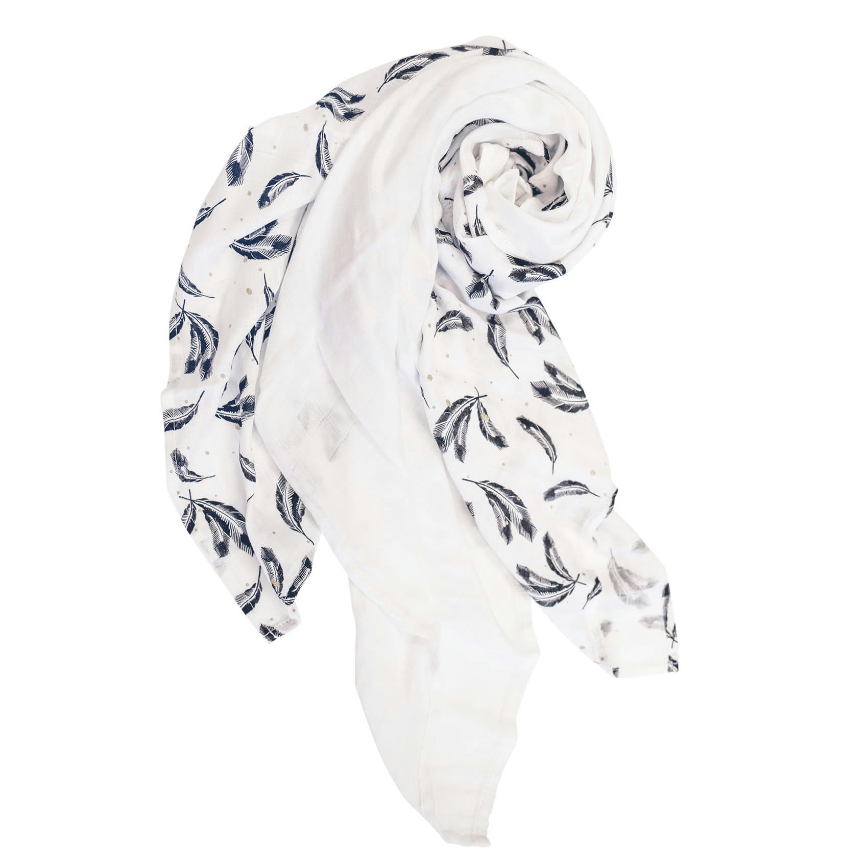 - Lot de 3 langes bébé Plumes et uni bambou Blanc 60x60
