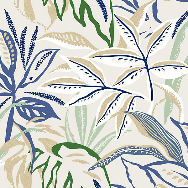 Papier peint vinyle intissé fleuri Flora bleu L.1005 x l.53cm Lutèce